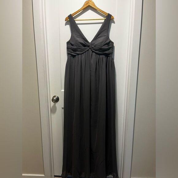 Azazie Maternity Maxi Dress Yetta Chiffon Formal Evening Party Grey Size12 $129 - Picture 4 of 7